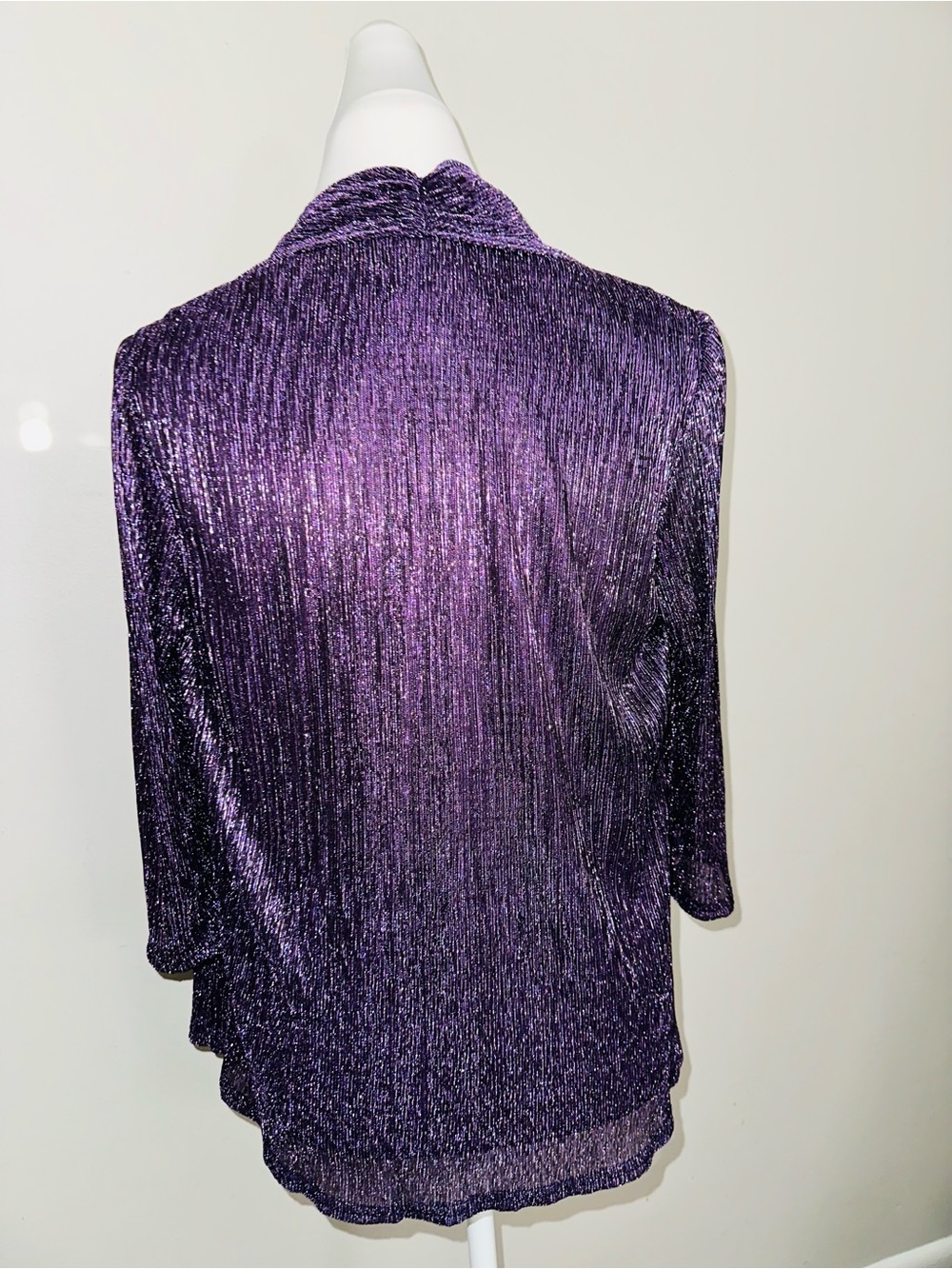 dressbarn Metallic Purple Open-Front Cardigan - Picture 3 of 9
